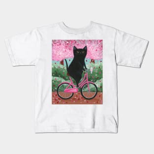 Black Cat Spring Bicycle Ride 2024 Kids T-Shirt